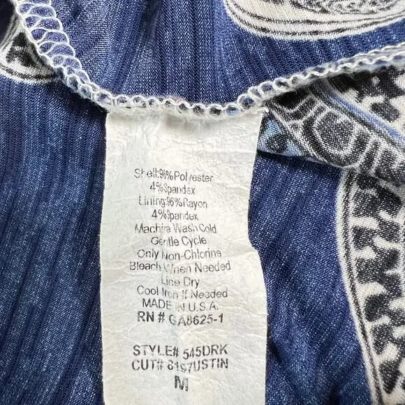 Renee C Wynne Knit Maxi Dress Blue Paisley Womens Medium Vacation Resortwear - Picture 6 of 6